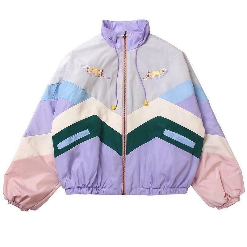 Vintage Pastel Jacket - Y2K Aesthetic Outerwear for Women - Coquette Style Grunge