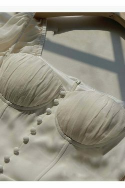 Vintage Pearl Elegance Midi Dress with Puff Sleeves - Y2K Fashion Aesthetic for Women