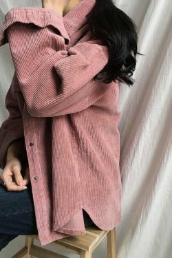 Vintage Pink Corduroy Jacket - Y2K Fashion Statement Piece for Coquette Aesthetic Women