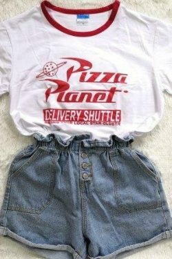 Vintage Pizza Planet T-Shirt - Y2K Fashion Tee with Nostalgic Aesthetic Vibe