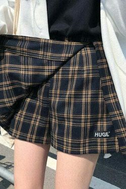 Vintage Plaid College Skirt - Y2K Fashion Aesthetic with Coquette and Grunge Style