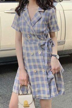 Vintage Plaid Dress - Y2K Fashion Statement with Coquette Aesthetic Flair