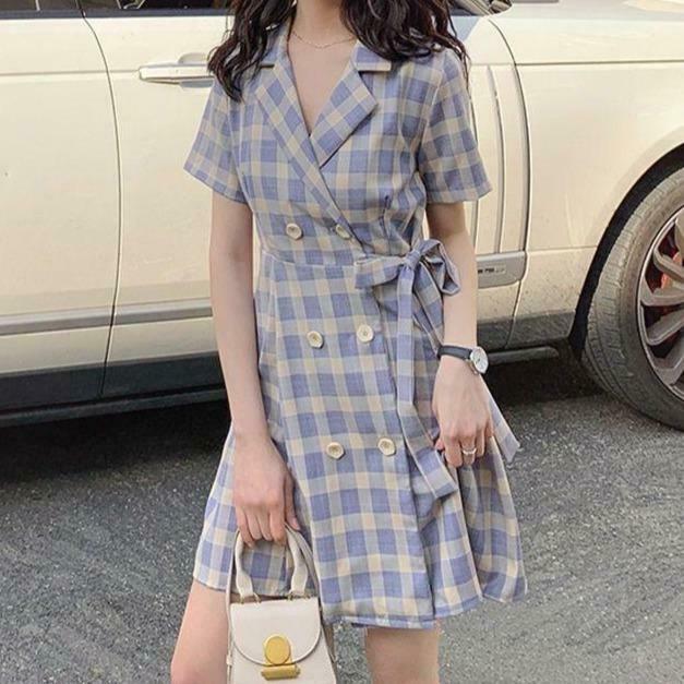 Vintage Plaid Dress - Y2K Fashion Statement with Coquette Aesthetic Flair