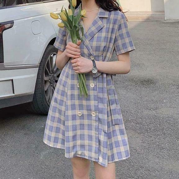 Vintage Plaid Dress - Y2K Fashion Statement with Coquette Aesthetic Flair