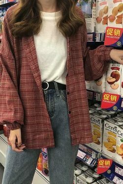 Vintage Plaid Shirt - Y2K Fashion Staple for Coquette and Grunge Aesthetics