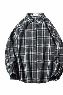 Vintage Plaid Shirt - Y2K Fashion Staple for Coquette and Grunge Aesthetics