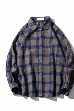 Vintage Plaid Shirt - Y2K Fashion Staple for Coquette and Grunge Aesthetics