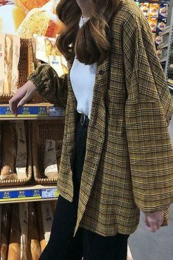 Vintage Plaid Shirt - Y2K Fashion Staple for Coquette and Grunge Aesthetics