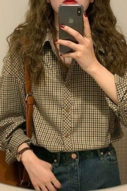 Vintage Plaid Shirt: Y2K Fashion with Coquette Aesthetic, Grunge Style, and Pastel Goth Vibes