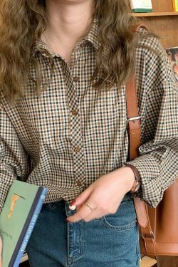 Vintage Plaid Shirt: Y2K Fashion with Coquette Aesthetic, Grunge Style, and Pastel Goth Vibes