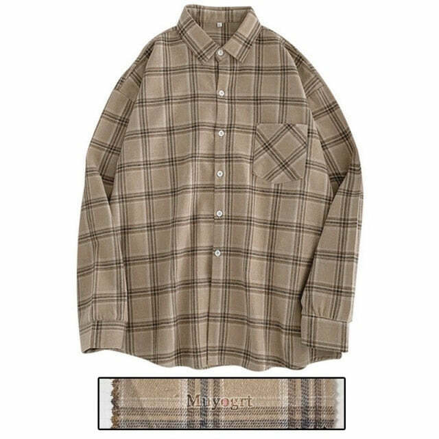 Vintage Plaid Sleeved Shirt for Y2K Fashion Enthusiasts
