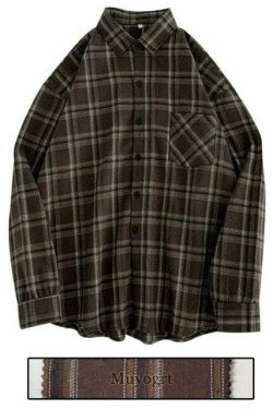 Vintage Plaid Sleeved Shirt for Y2K Fashion Enthusiasts
