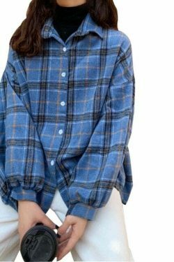 Vintage Plaid Sleeved Shirt for Y2K Fashion Enthusiasts