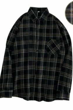 Vintage Plaid Sleeved Shirt for Y2K Fashion Enthusiasts