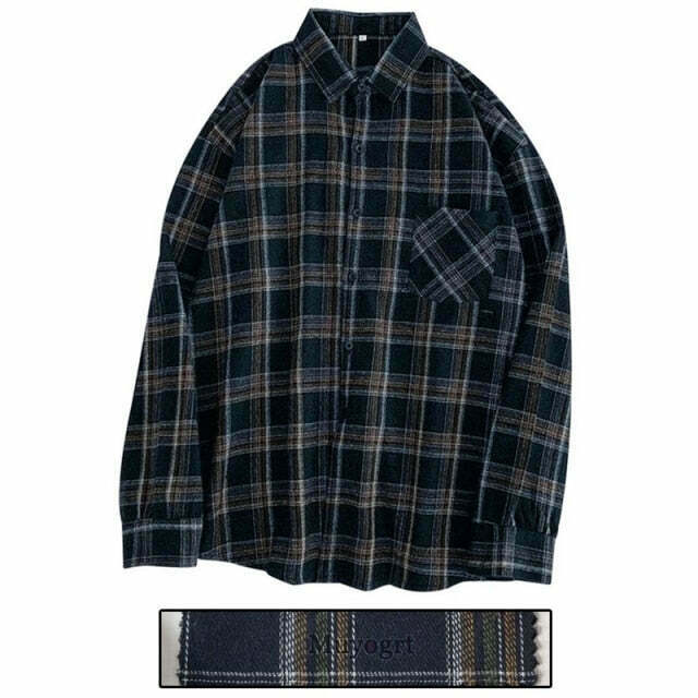 Vintage Plaid Sleeved Shirt for Y2K Fashion Enthusiasts