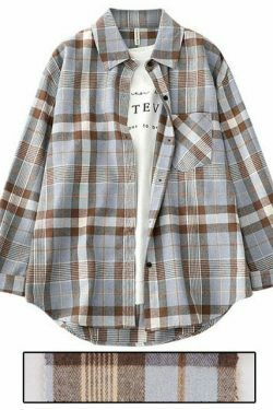 Vintage Plaid Sleeved Shirt for Y2K Fashion Enthusiasts