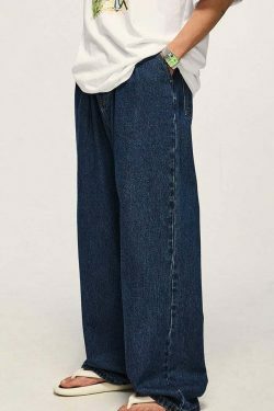 Vintage Pleat Front Wide Leg Jeans - Y2K Fashion Aesthetic for Women - Coquette Style Grunge Outfits