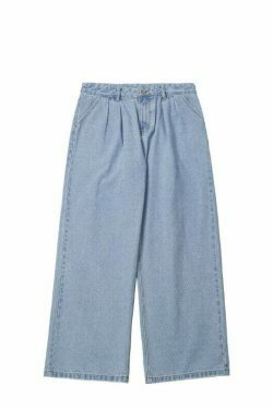 Vintage Pleat Front Wide Leg Jeans - Y2K Fashion Aesthetic for Women - Coquette Style Grunge Outfits