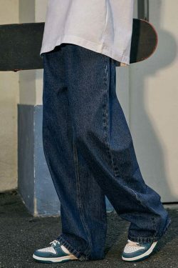 Vintage Pleat Front Wide Leg Jeans - Y2K Fashion Aesthetic for Women - Coquette Style Grunge Outfits