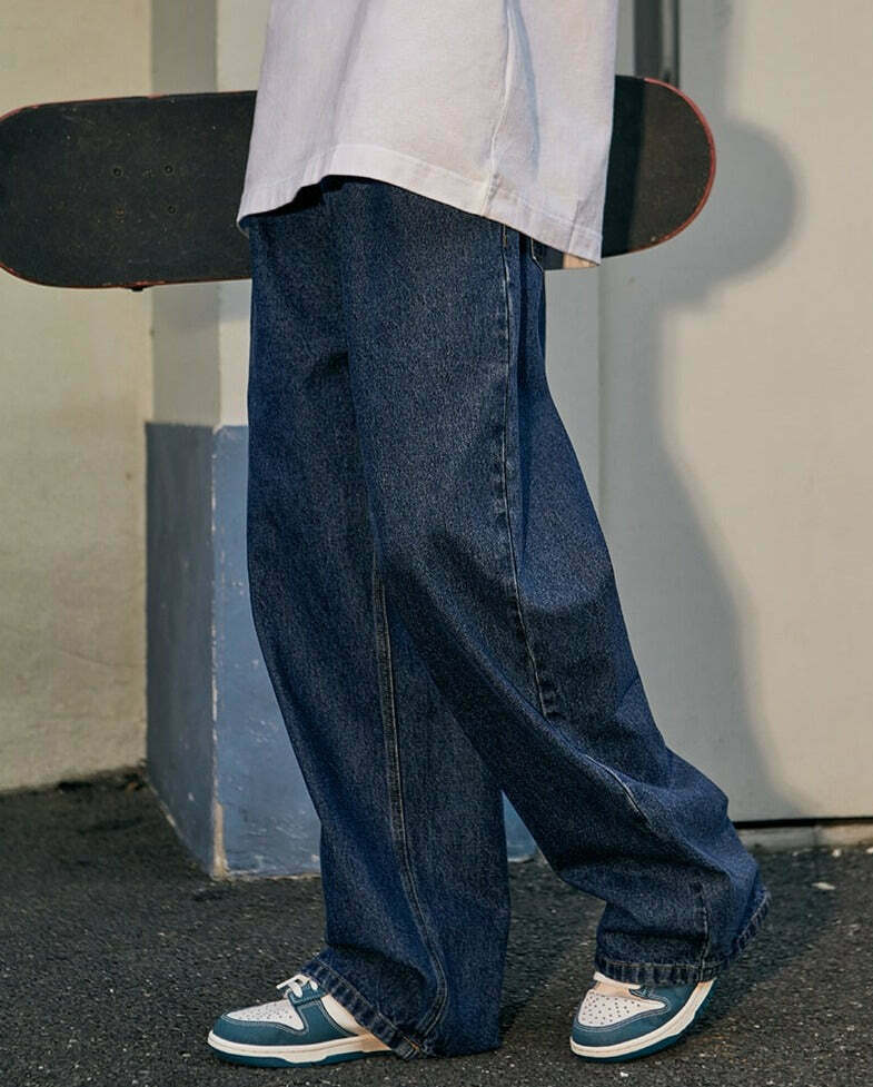 Vintage Pleat Front Wide Leg Jeans - Y2K Fashion Aesthetic for Women - Coquette Style Grunge Outfits