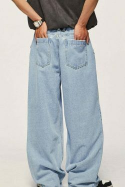 Vintage Pleat Front Wide Leg Jeans - Y2K Fashion Aesthetic for Women - Coquette Style Grunge Outfits