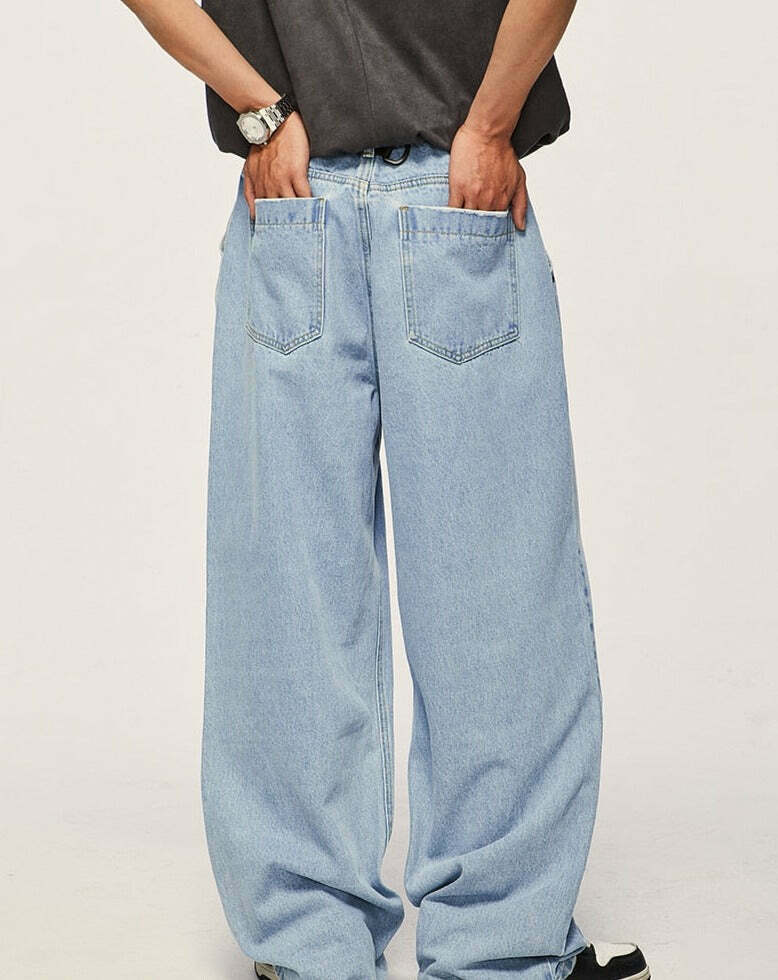 Vintage Pleat Front Wide Leg Jeans - Y2K Fashion Aesthetic for Women - Coquette Style Grunge Outfits