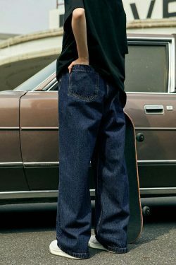 Vintage Pleat Front Wide Leg Jeans - Y2K Fashion Aesthetic for Women - Coquette Style Grunge Outfits