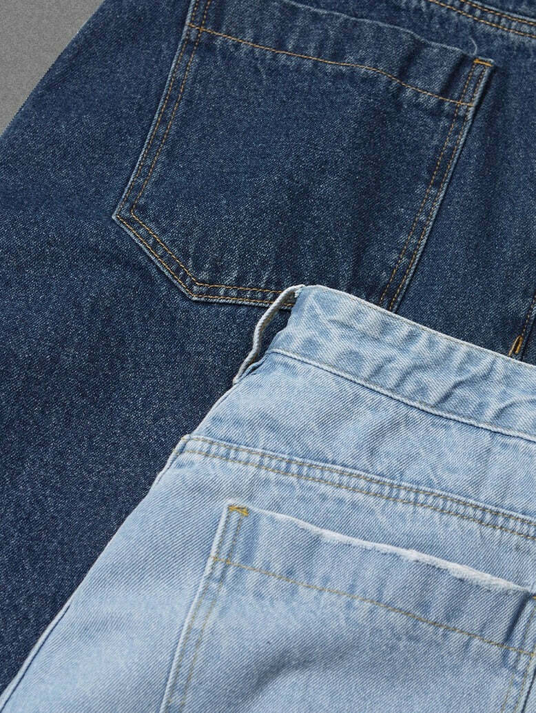 Vintage Pleat Front Wide Leg Jeans - Y2K Fashion Aesthetic for Women - Coquette Style Grunge Outfits