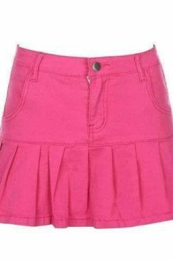 Vintage Pleated Mini Skirt - Y2K Aesthetic Fashion - Coquette Style with Grunge