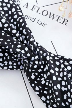 Vintage Polka Dot High Cut Bandeau Bikini - Y2K Fashion Retro Swimwear