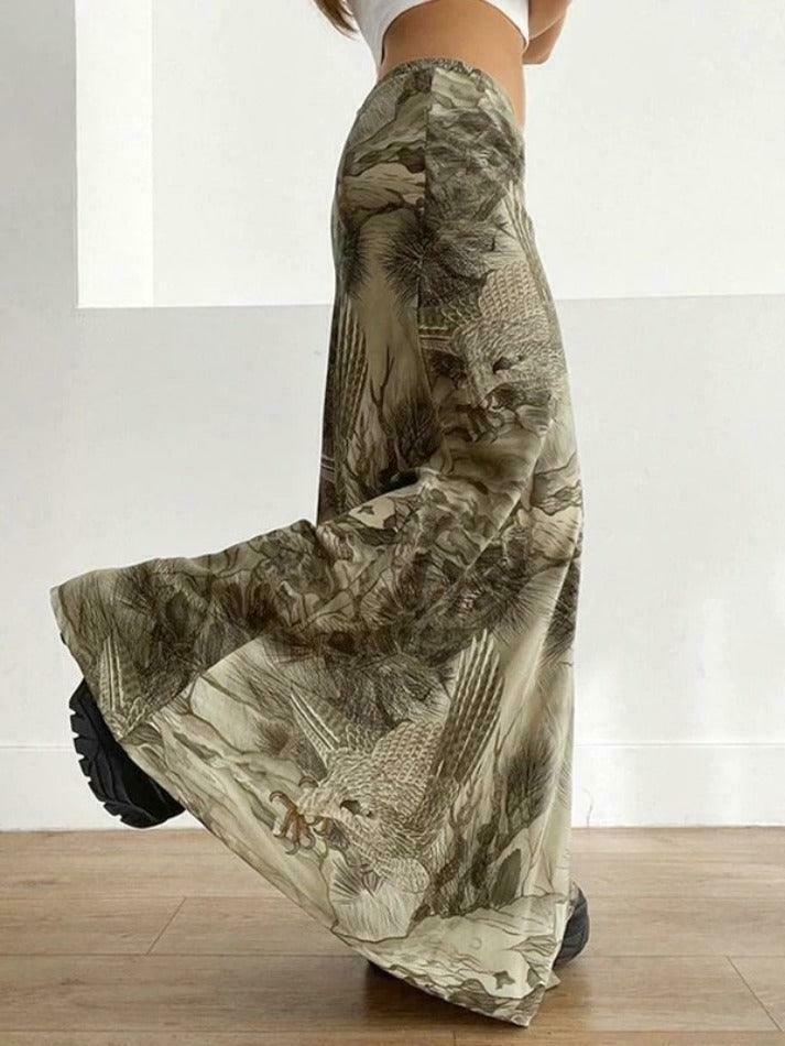 Vintage Print Low Rise Shift Midi Skirt - Y2K Fashion Coquette Aesthetic Vintage Print Low Rise Shift Midi Skirt - Y2K Fashion Coquette Aesthetic