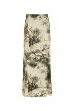Vintage Print Low Rise Shift Midi Skirt - Y2K Fashion Coquette Aesthetic