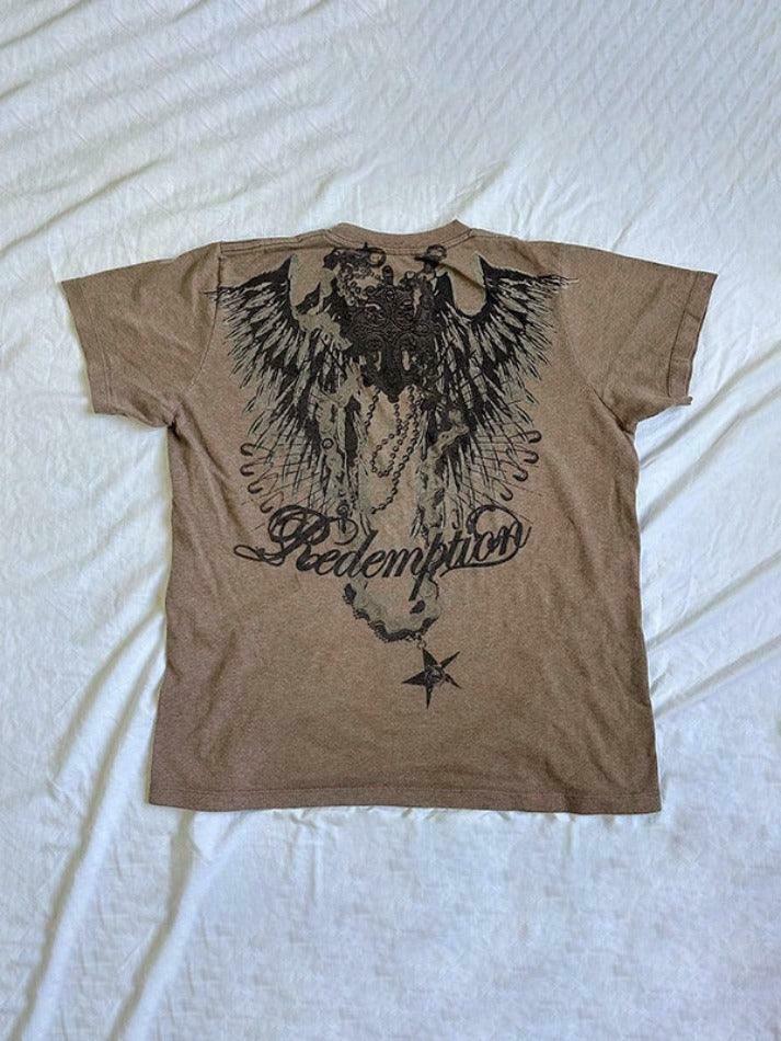 Vintage Print Oversized Tee - Y2K Coquette Grunge Aesthetic Cute Tops & Cargo Skirt Vintage Print Oversized Tee - Y2K Coquette Grunge Aesthetic Cute Tops & Cargo Skirt