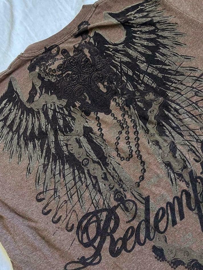 Vintage Print Oversized Tee - Y2K Coquette Grunge Aesthetic Cute Tops & Cargo Skirt Vintage Print Oversized Tee - Y2K Coquette Grunge Aesthetic Cute Tops & Cargo Skirt