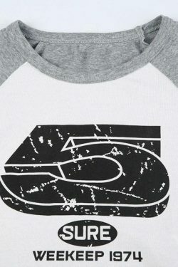 Vintage Print Raglan Long Sleeve Tee - Y2K Aesthetic Top with Coquette Style and Grunge Vibes