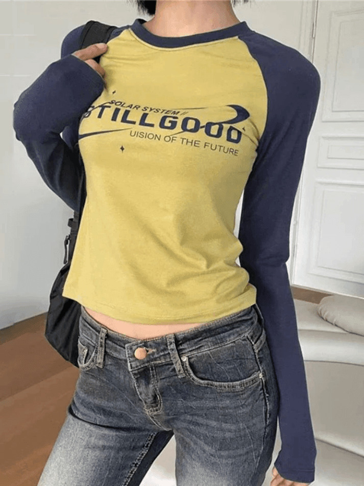 Vintage Raglan Long Sleeve Tee - Y2K Aesthetic Grunge Coquette Style, Cute Tops & Cargo Skirt Vintage Raglan Long Sleeve Tee - Y2K Aesthetic Grunge Coquette Style, Cute Tops & Cargo Skirt