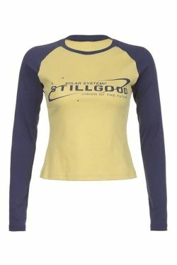 Vintage Raglan Long Sleeve Tee - Y2K Aesthetic Grunge Coquette Style, Cute Tops & Cargo Skirt