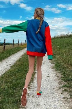 Vintage Rainbow Sweater - Y2K Aesthetic Coquette Style with Grunge Vibes and Pastel Goth Influence