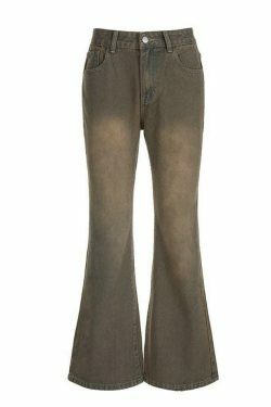 Vintage Raw-Trim Wide-Leg Jeans: Y2K Fashion with Coquette Aesthetic