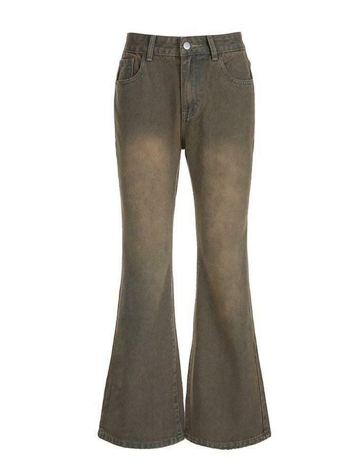 Vintage Raw-Trim Wide-Leg Jeans: Y2K Fashion with Coquette Aesthetic Vintage Raw-Trim Wide-Leg Jeans: Y2K Fashion with Coquette Aesthetic
