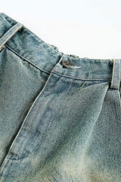 Vintage Religious Print Denim Shorts - Y2K Fashion with Coquette & Grunge Aesthetics