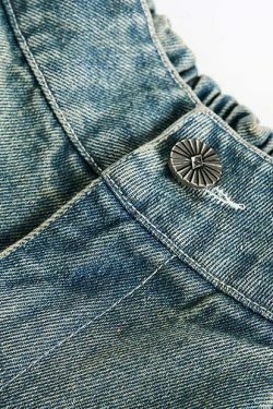 Vintage Religious Print Denim Shorts - Y2K Fashion with Coquette & Grunge Aesthetics