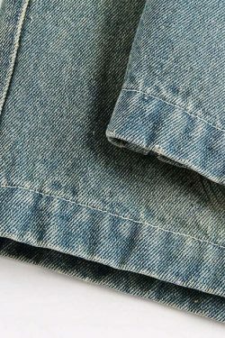 Vintage Religious Print Denim Shorts - Y2K Fashion with Coquette & Grunge Aesthetics