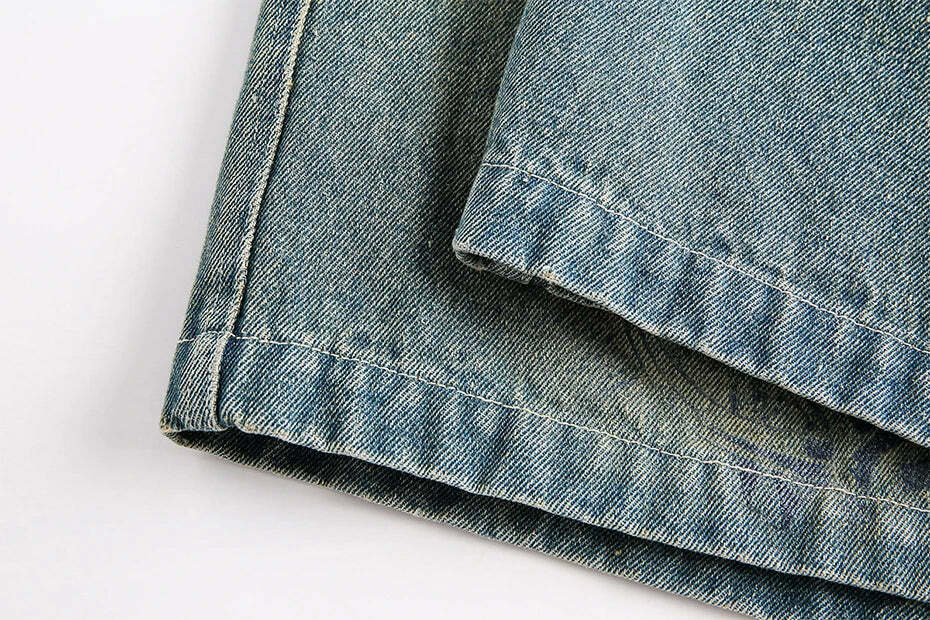 Vintage Religious Print Denim Shorts - Y2K Fashion with Coquette & Grunge Aesthetics Vintage Religious Print Denim Shorts - Y2K Fashion with Coquette & Grunge Aesthetics