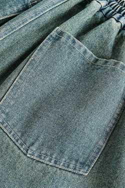 Vintage Religious Print Denim Shorts - Y2K Fashion with Coquette & Grunge Aesthetics