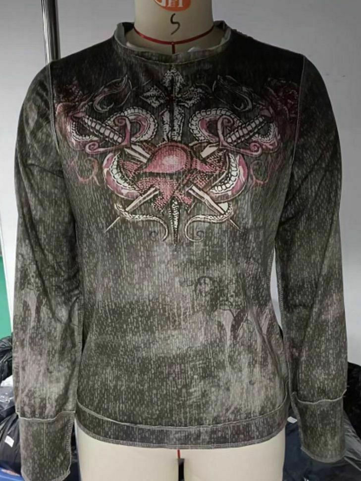 Vintage Retro Printed Sweatshirt - Y2K Aesthetic Coquette Style Grunge Fashion Women's Clothing Vintage Retro Printed Sweatshirt - Y2K Aesthetic Coquette Style Grunge Fashion Women's Clothing