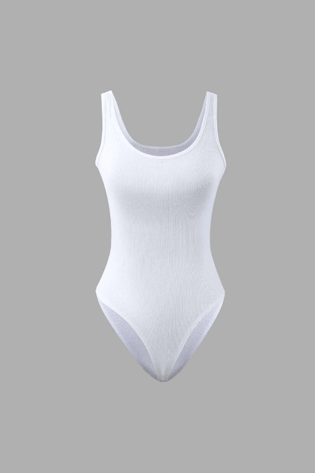 Vintage Ribbed Square Neck Bodysuit - Y2K Fashion Staple for Women's Coquette Aesthetic