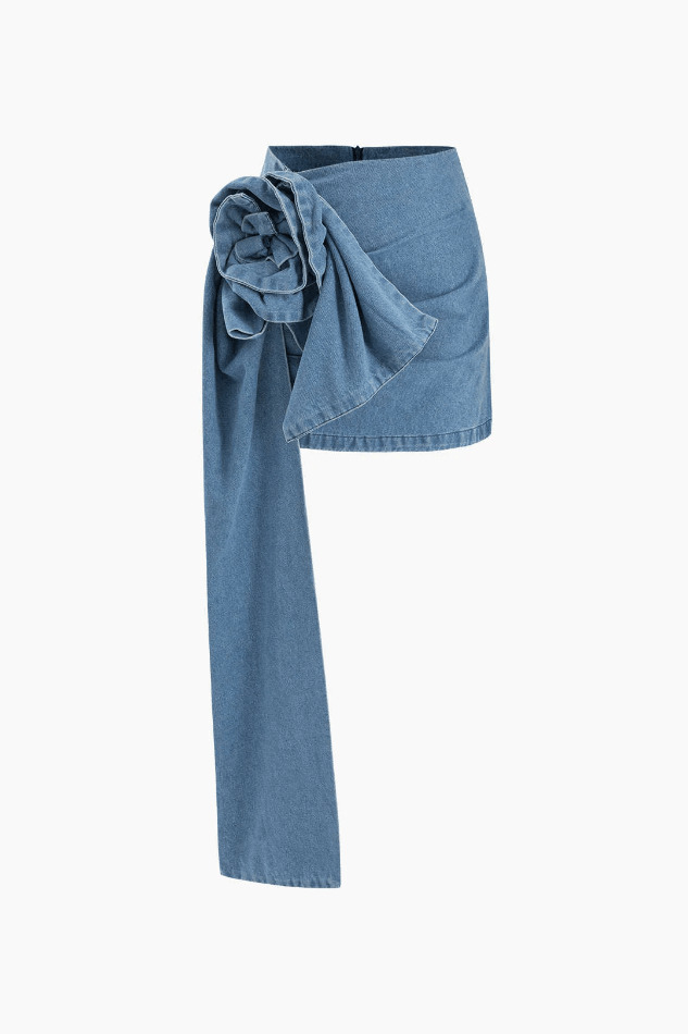 Vintage Rose Corsage Denim Mini Skirt - Y2K Fashion Aesthetic with Coquette and Grunge Vibes Vintage Rose Corsage Denim Mini Skirt - Y2K Fashion Aesthetic with Coquette and Grunge Vibes
