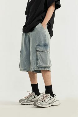 Vintage Skater Fit Cargo Jorts for Women - Y2K Aesthetic with Grunge Style, Coquette Fashion