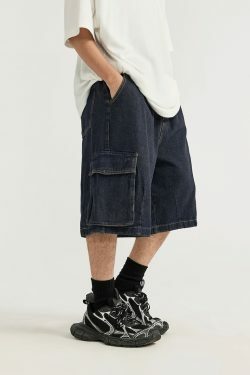 Vintage Skater Fit Cargo Jorts for Women - Y2K Aesthetic with Grunge Style, Coquette Fashion
